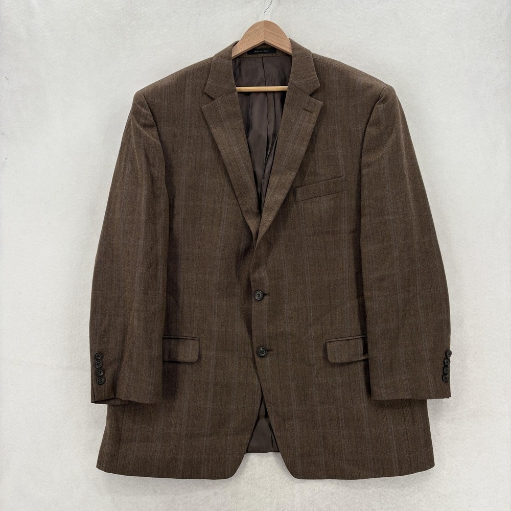 Lauren Ralph Lauren Blazer Mens 48L Brown Herringbone Wool Tweed Notch Lapel